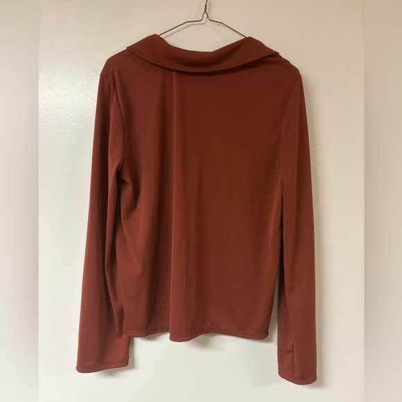 Zara rusty brown collared top long sleeve medium - Picture 2 of 3